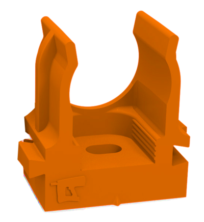 PR13.0151 ∙ Крепеж-клипса для труб для монтажного пистолета оранжевая d16 мм (100шт/1100шт уп/кор) Промрукав
