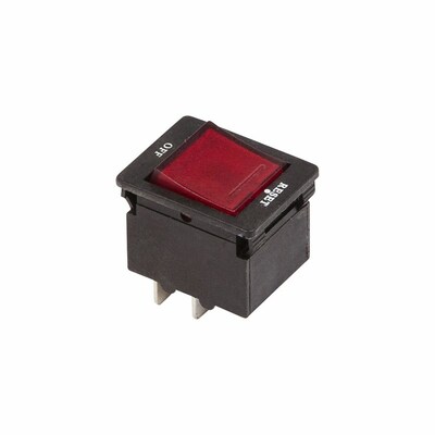 36-2620 ∙ Выключатель - автомат клавишный 250V 10А (4с) RESET-OFF красный с подсветкой REXANT ∙ кратно 10 шт