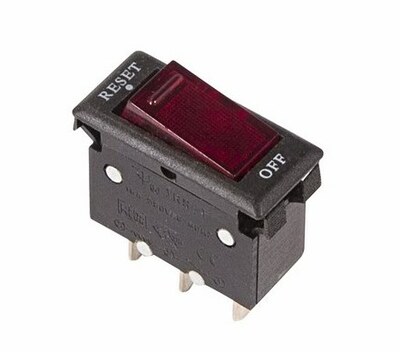 36-2610 ∙ Выключатель - автомат клавишный 250V 15А (3с) RESET-OFF красный с подсветкой REXANT ∙ кратно 10 шт