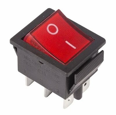 36-2350 ∙ Выключатель клавишный 250V 15А (6с) ON-ON красный с подсветкой REXANT ∙ кратно 10 шт