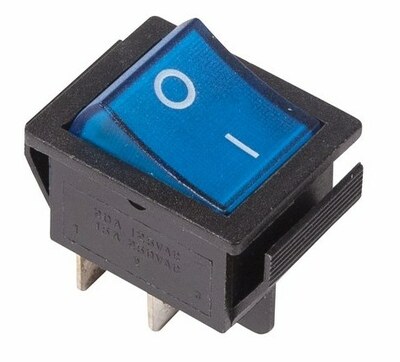 36-2331 ∙ Выключатель клавишный 250V 16А (4с) ON-OFF синий с подсветкой REXANT ∙ кратно 10 шт