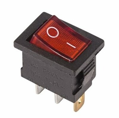 36-2150 ∙ Выключатель клавишный 250V 6А (3с) ON-OFF красный с подсветкой Mini REXANT ∙ кратно 10 шт