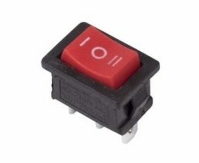 36-2144 ∙ Выключатель клавишный 250V 6А (3с) ON-OFF-ON красный с нейтралью Mini REXANT ∙ кратно 10 шт