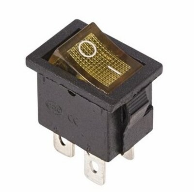 36-2192 ∙ Выключатель клавишный 250V 6А (4с) ON-OFF желтый с подсветкой Mini REXANT ∙ кратно 10 шт