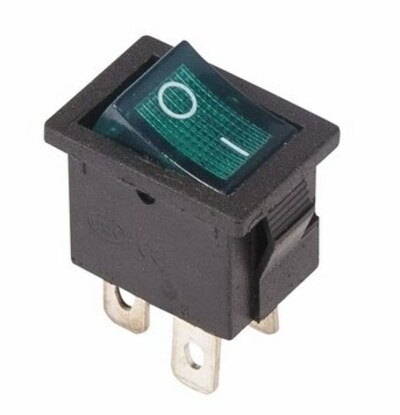 36-2193 ∙ Выключатель клавишный 250V 6А (4с) ON-OFF зеленый с подсветкой Mini REXANT ∙ кратно 10 шт