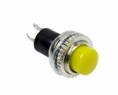 Выключатель-кнопка  металл 220V 2А (2с) (ON)-OFF  Ø10.2  желтая  Mini  (RWD-213)  REXANT (36-3334)