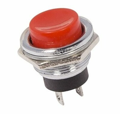 36-3351 ∙ Выключатель-кнопка металл 250V 2А (2с) (ON)-OFF Ø16.2 красная REXANT ∙ кратно 10 шт