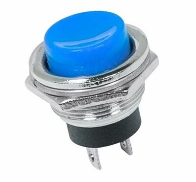 36-3352 ∙ Выключатель-кнопка металл 250V 2А (2с) (ON)-OFF Ø16.2 синяя REXANT ∙ кратно 10 шт