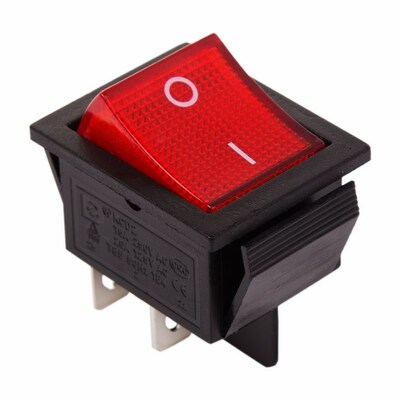 36-2340 ∙ Выключатель клавишный 250V 20А (4с) ON-OFF красный с подсветкой REXANT ∙ кратно 10 шт