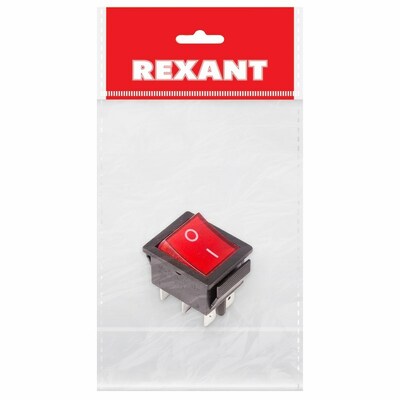 36-2350-1 ∙ Выключатель клавишный 250V 15А (6с) ON-ON красный с подсветкой (RWB-506, SC-767) REXANT Индивидуальная упаковка 1