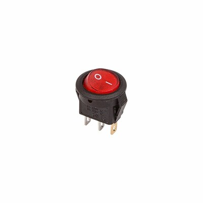 06-0310-A ∙ Выключатель клавишный круглый 250V 3А (3с) ON-OFF красный с подсветкой Micro (RWB-106, SC-214) REXANT (в упак. 1ш