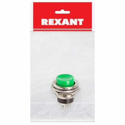 36-3353-1 ∙ Выключатель-кнопка металл 220V 2А (2с) (ON)-OFF Ø16.2 зеленая (RWD-306) REXANT Индивидуальная упаковка 1 шт
