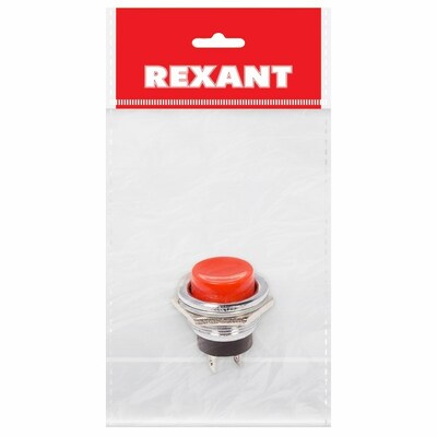 36-3351-1 ∙ Выключатель-кнопка металл 220V 2А (2с) (ON)-OFF Ø16.2 красная (RWD-306) REXANT Индивидуальная упаковка 1 шт